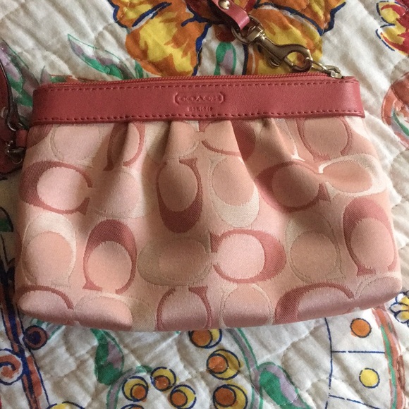 Coach Handbags - Pink Coach Logo Wristlet